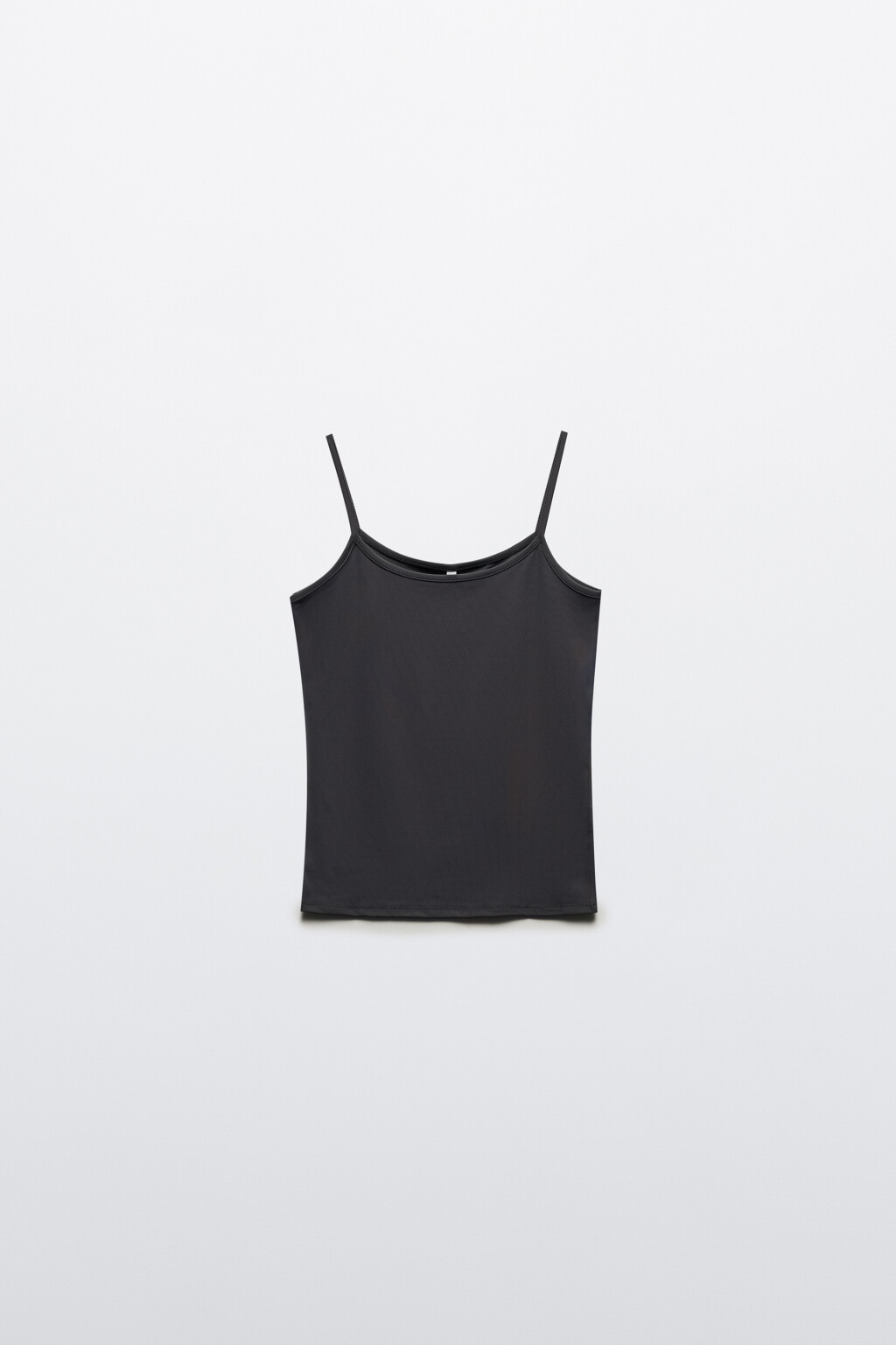 Майка гладкая на тонких бретелях - цвет серый - 7