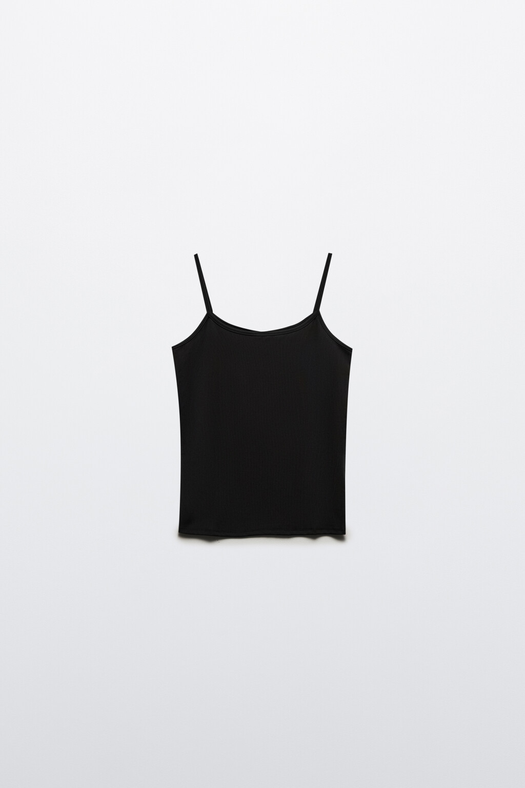 Майка гладкая на тонких бретелях - цвет черный - 7