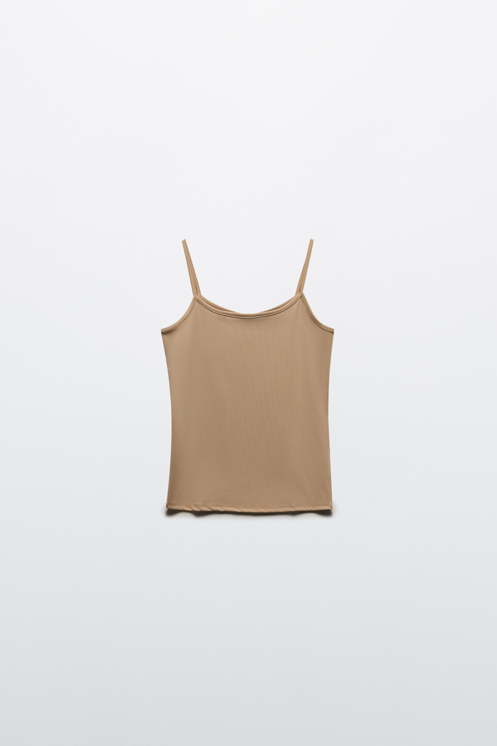 Майка гладкая на тонких бретелях - цвет бежевый - 7