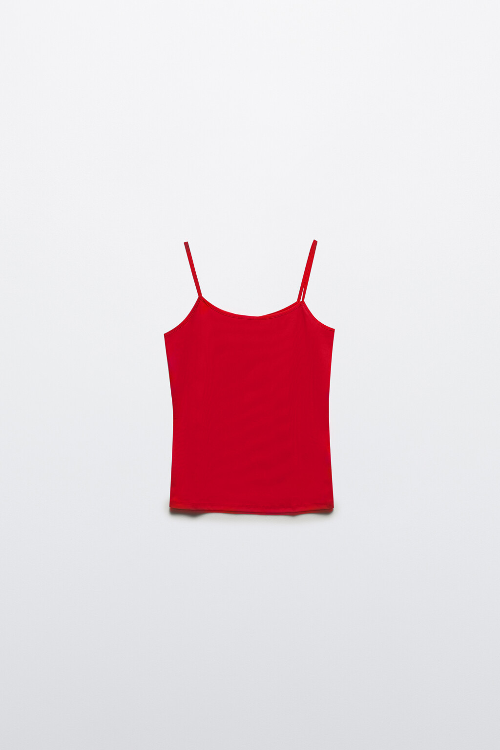 Майка гладкая на тонких бретелях - цвет красный - 5