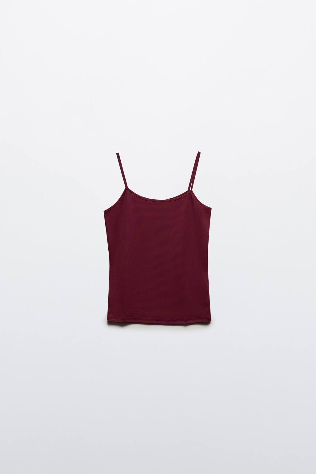 Майка гладкая на тонких бретелях - цвет бордовый - 7