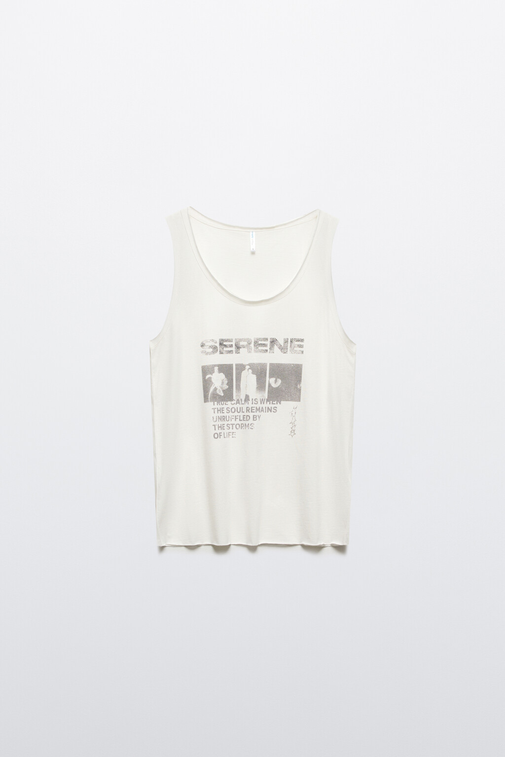 Майка с открытыми срезами и принтом - цвет белый - 7