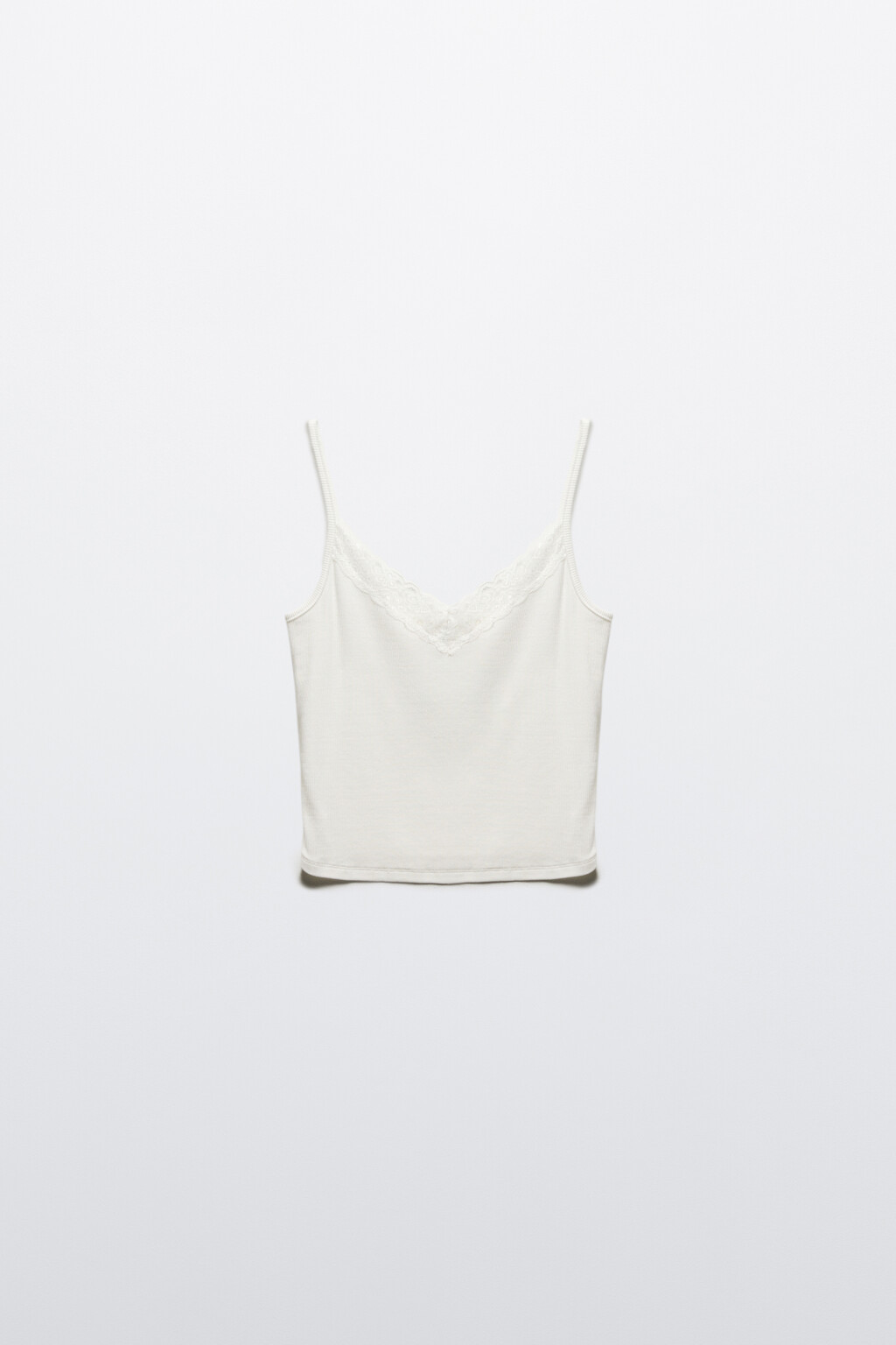 Топ на бретельках с кружевом - цвет белый - 7