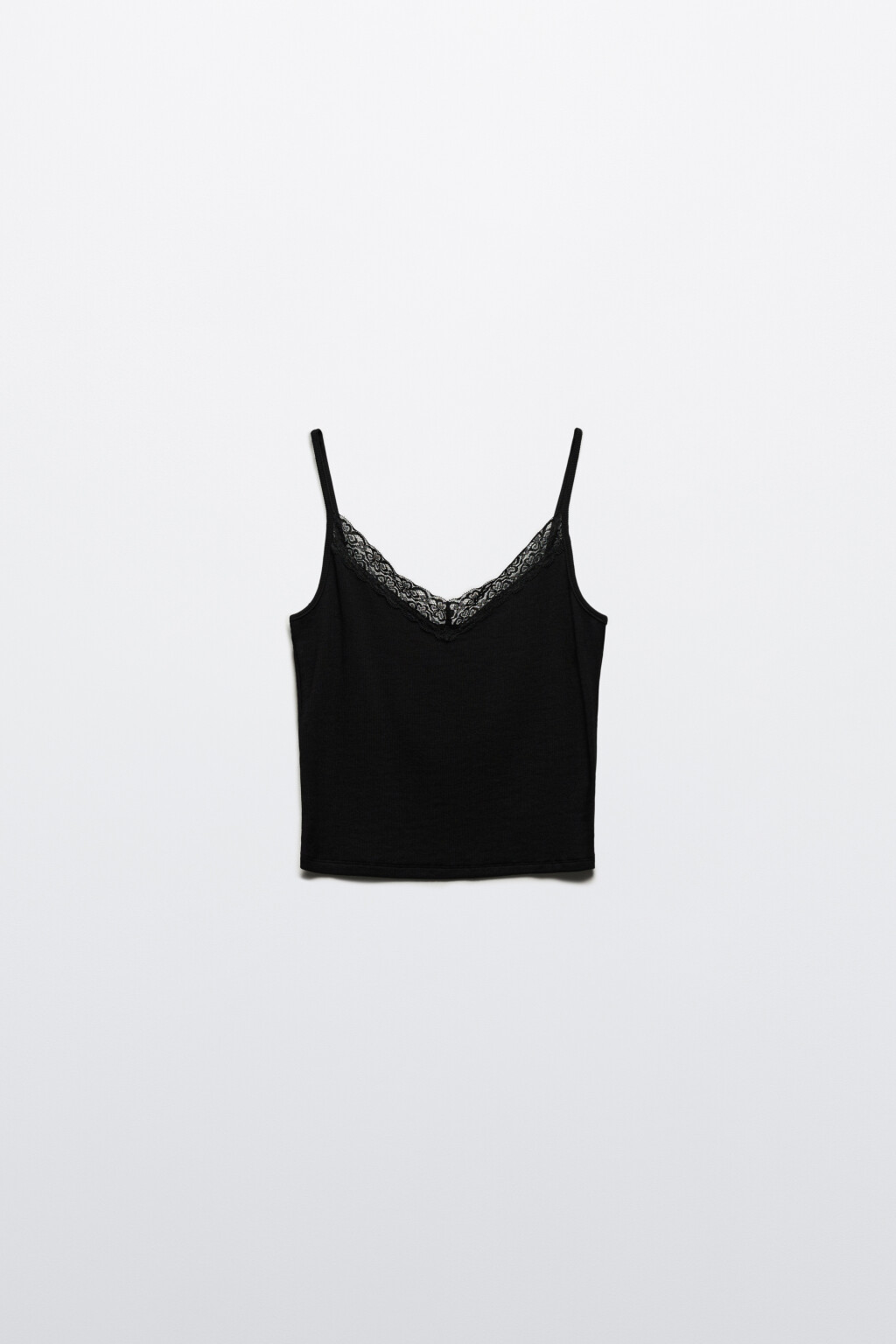 Топ на бретельках с кружевом - цвет черный - 7
