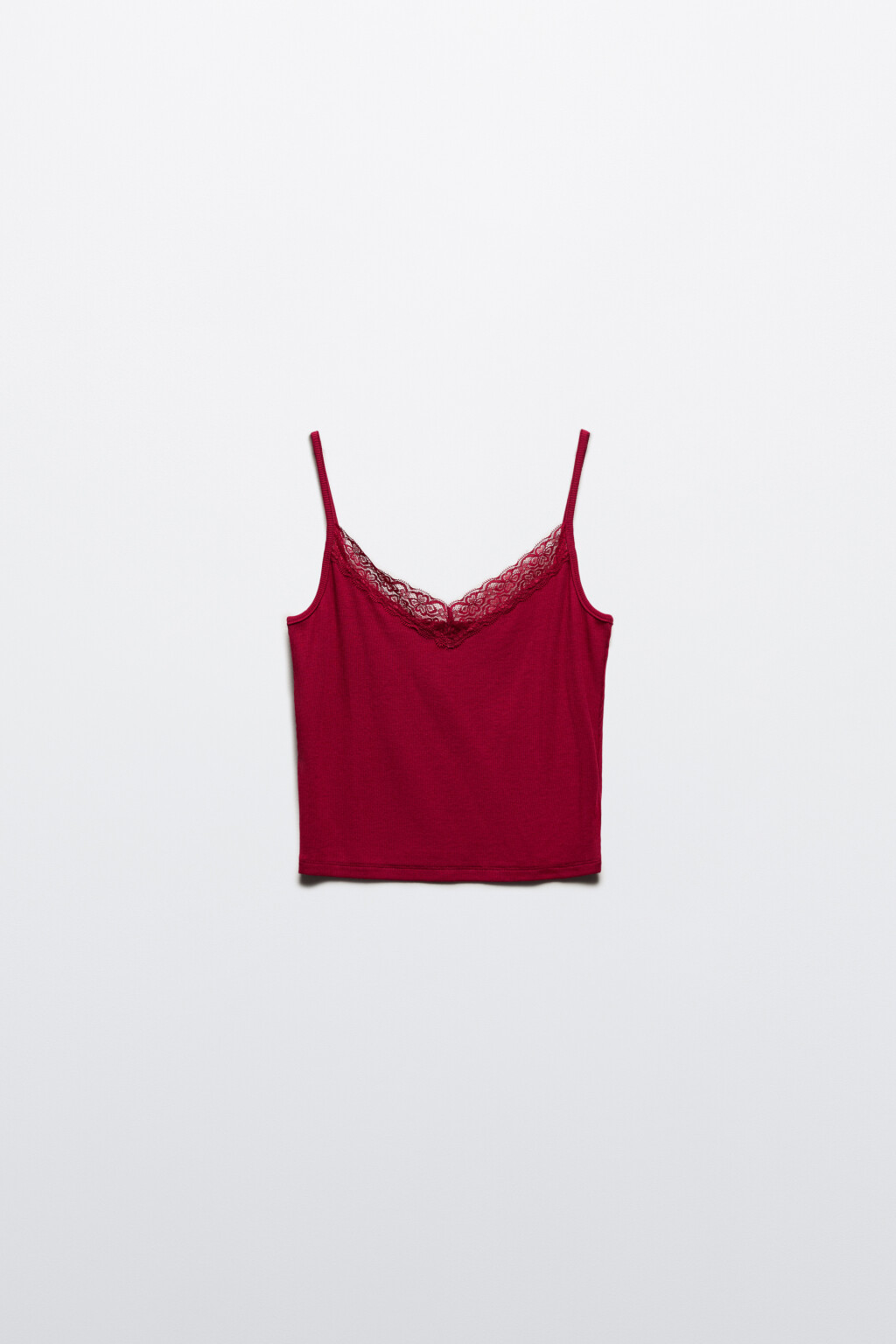 Топ на бретельках с кружевом - цвет бордовый - 7