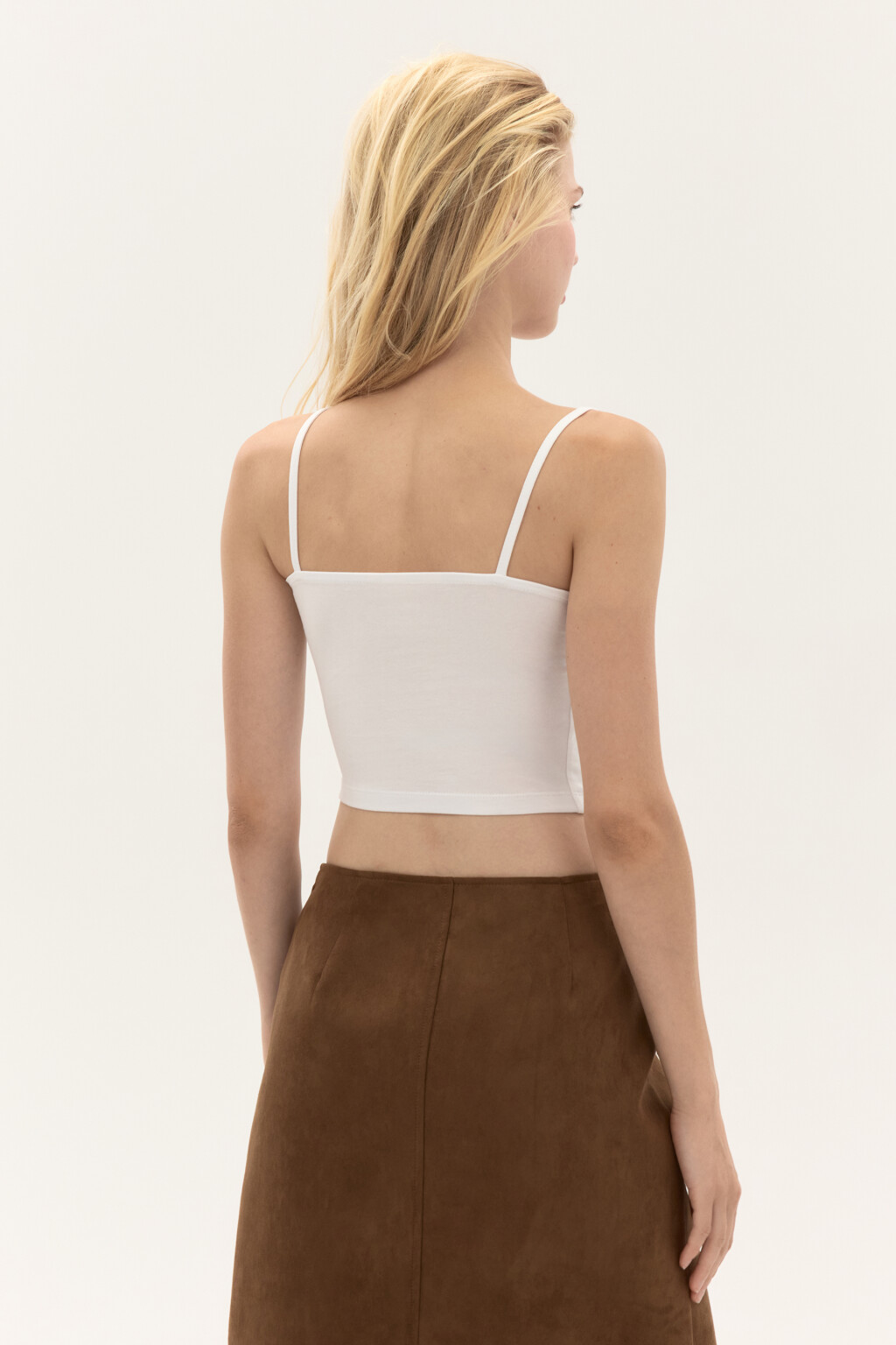 Топ-майка на тонких бретелях - цвет белый - 3