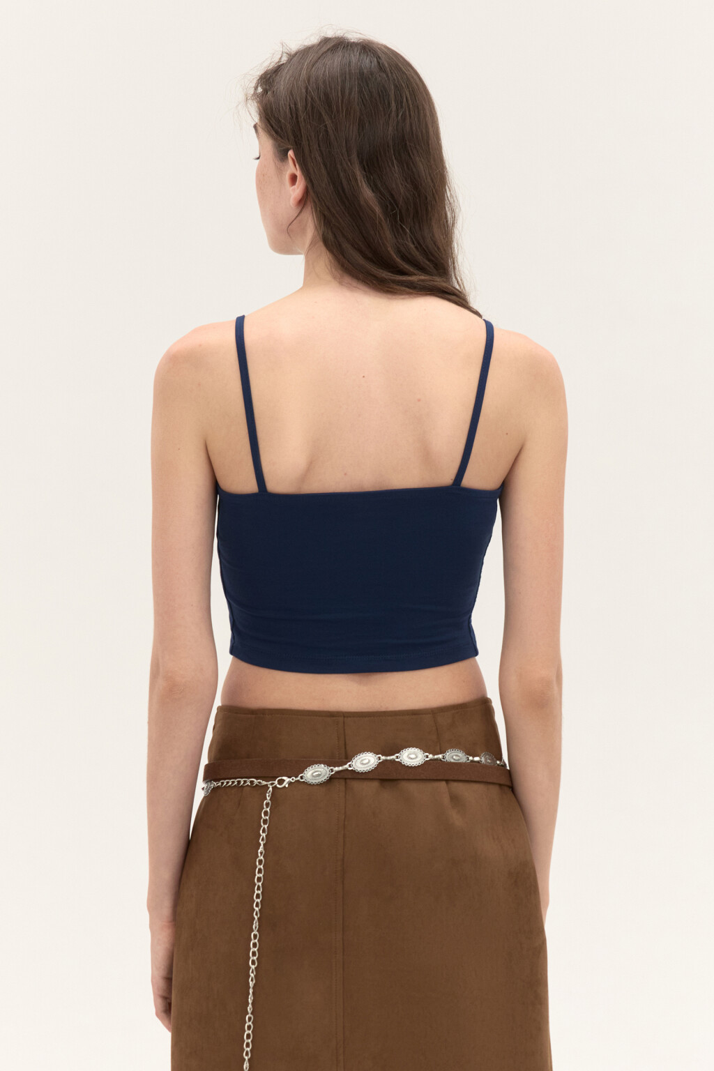 Топ-майка на тонких бретелях - цвет синий - 3