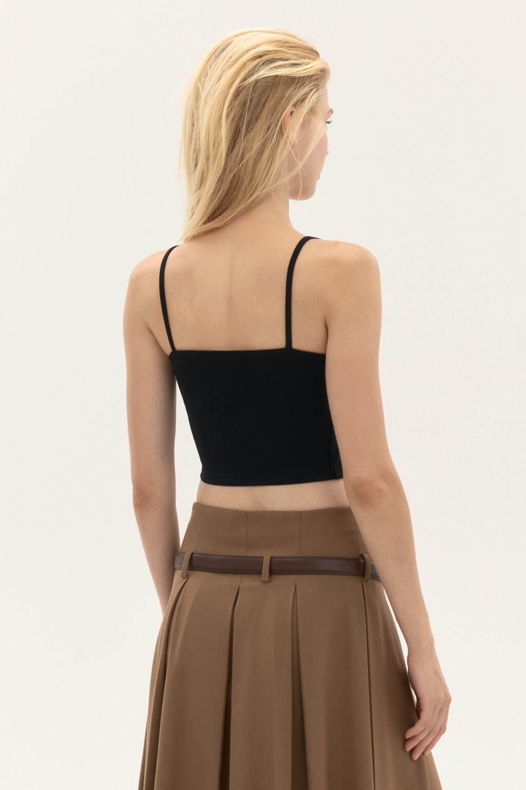 Топ-майка на тонких бретелях - цвет черный - 5