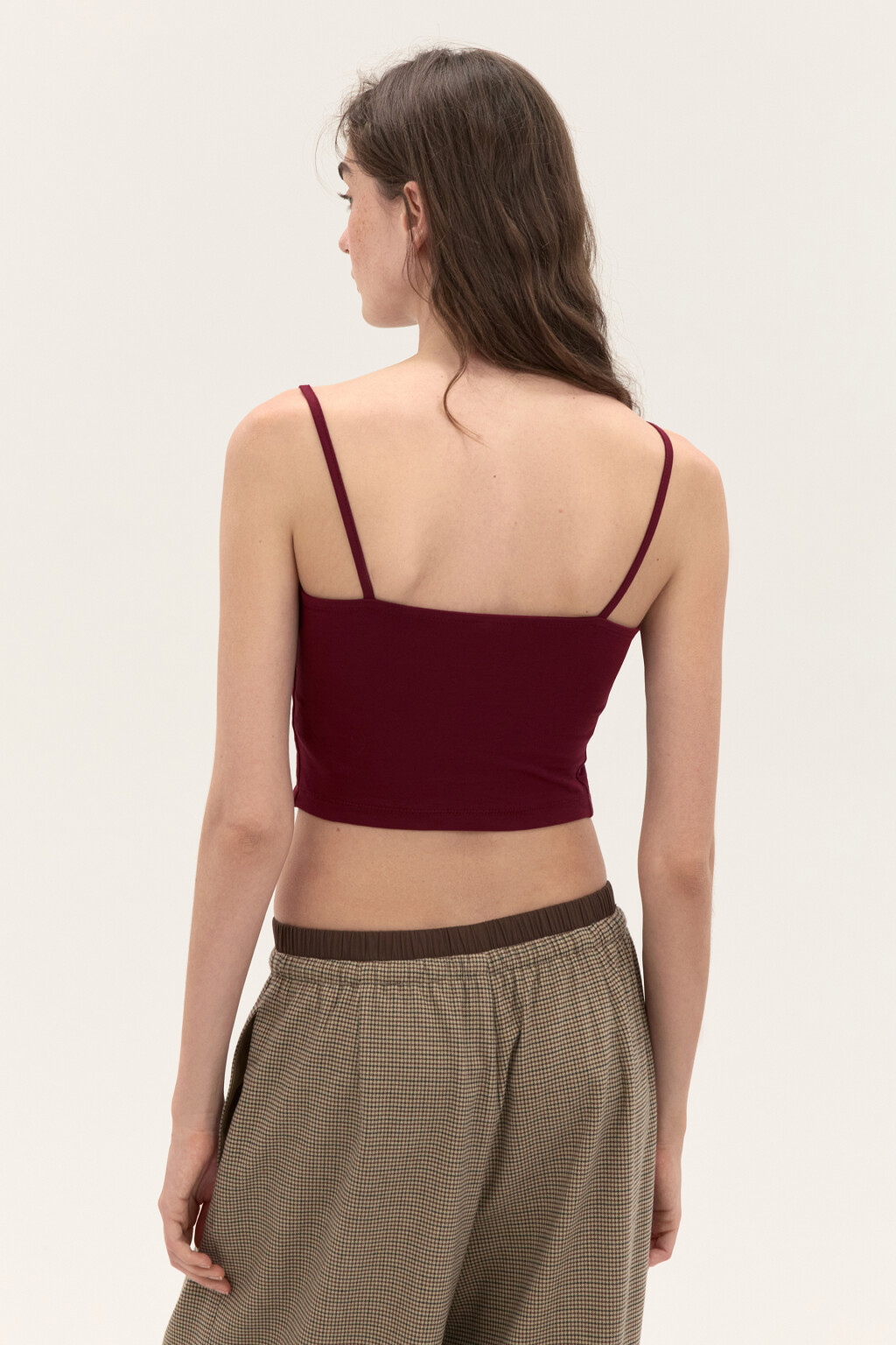 Топ-майка на тонких бретелях - цвет бордовый - 3