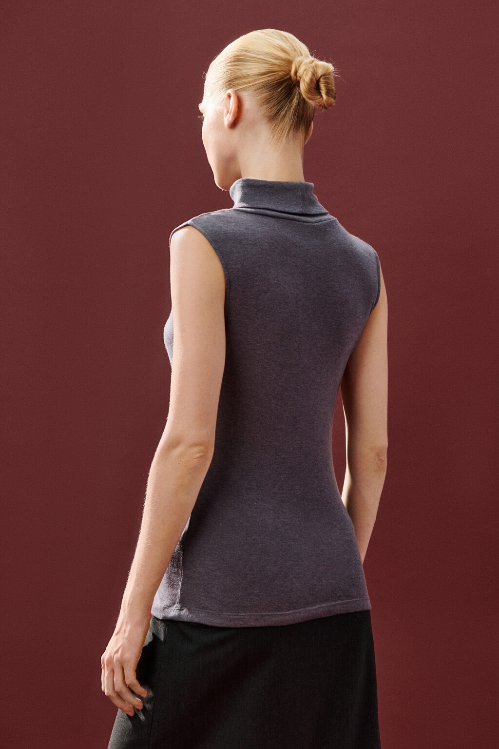 Топ-водолазка без рукавов - цвет серый - 3