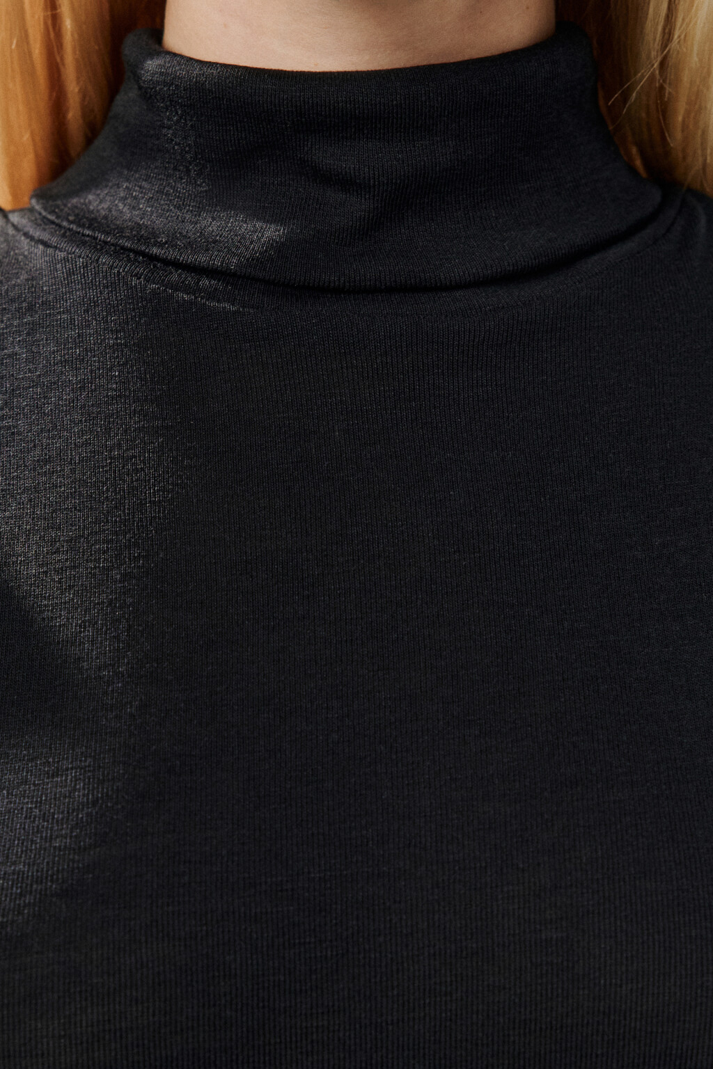 Топ-водолазка без рукавов - цвет черный - 6