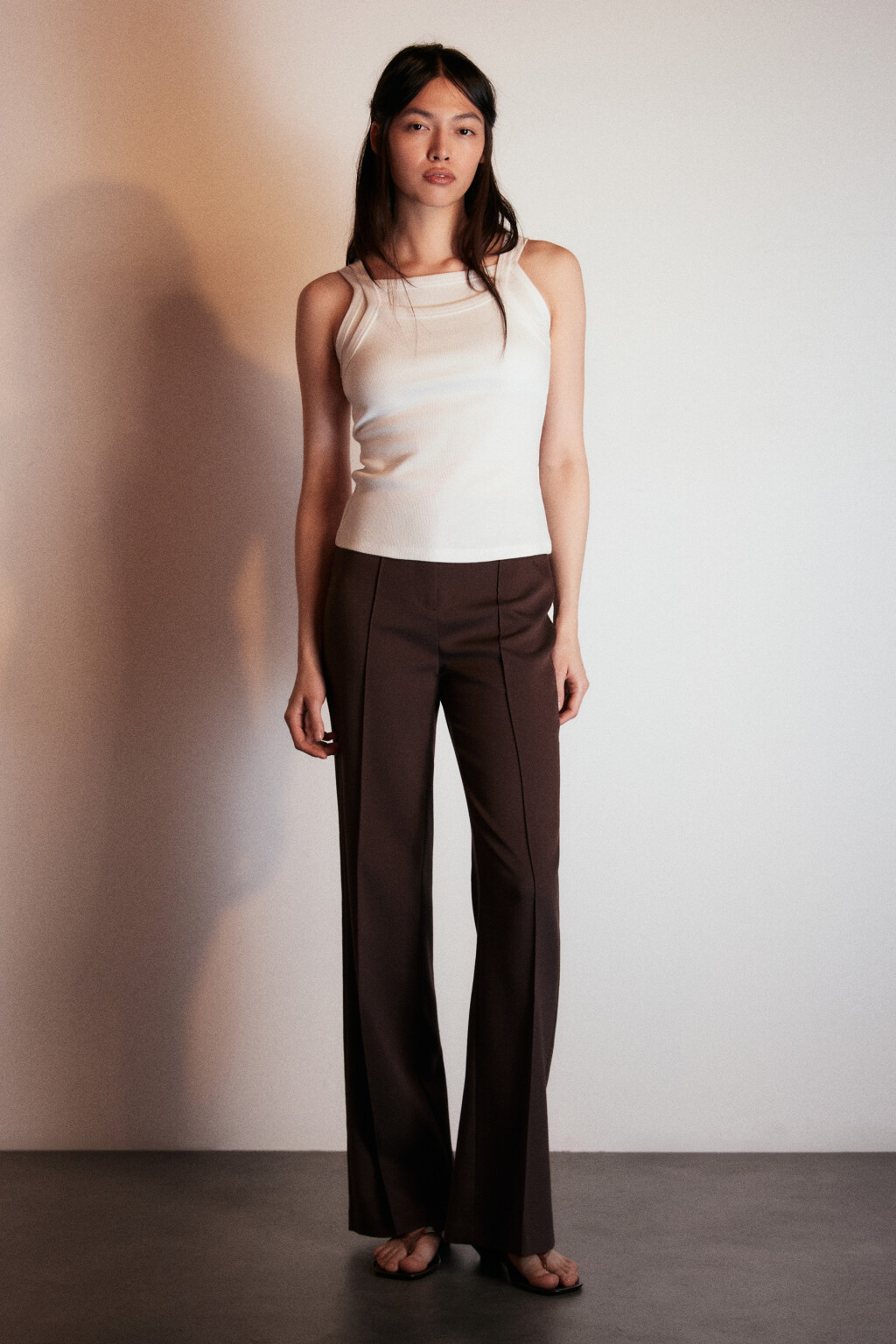 Майка в рубчик двуслойная - цвет белый - 4