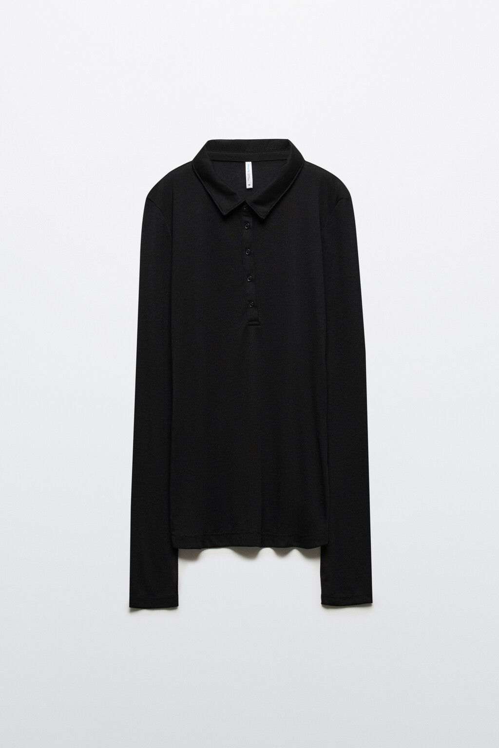 Лонгслив-поло из тонкого трикотажа - цвет черный - 7
