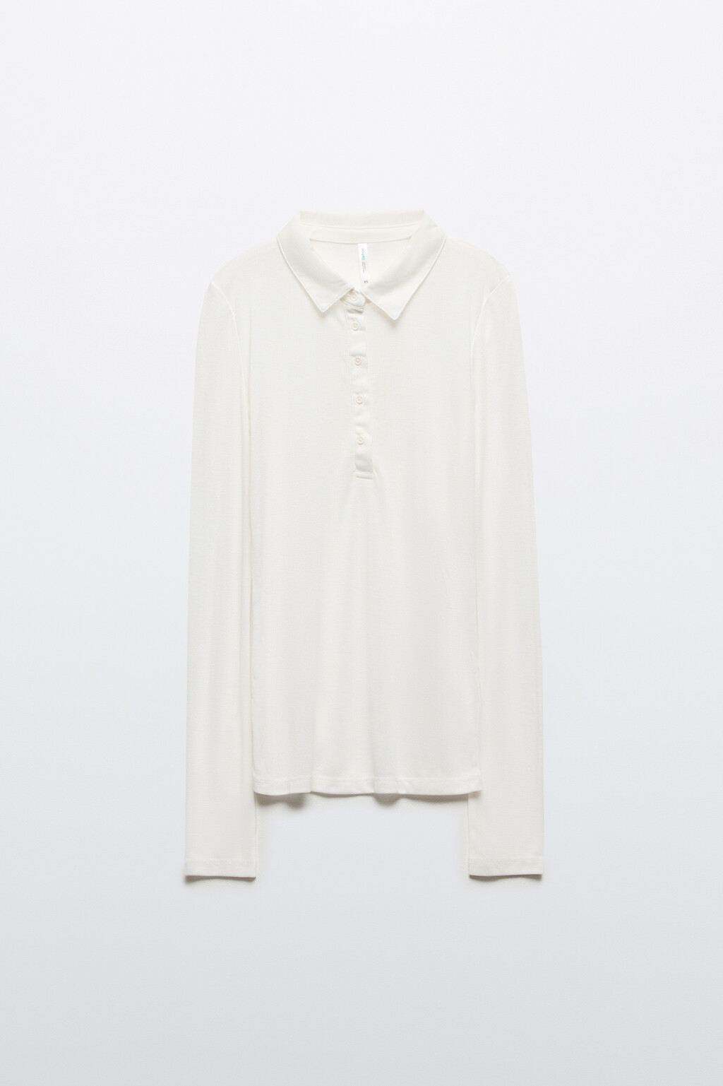 Лонгслив-поло из тонкого трикотажа - цвет молочный - 8