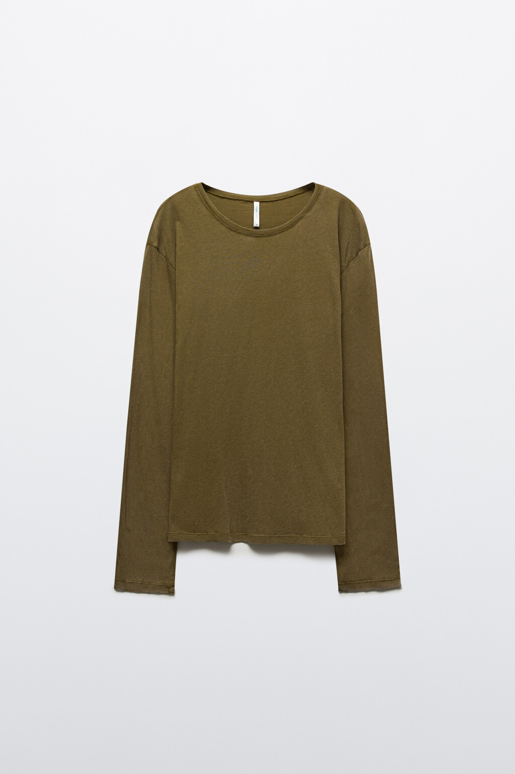 Лонгслив из хлопкового трикотажа - цвет зеленый - 7