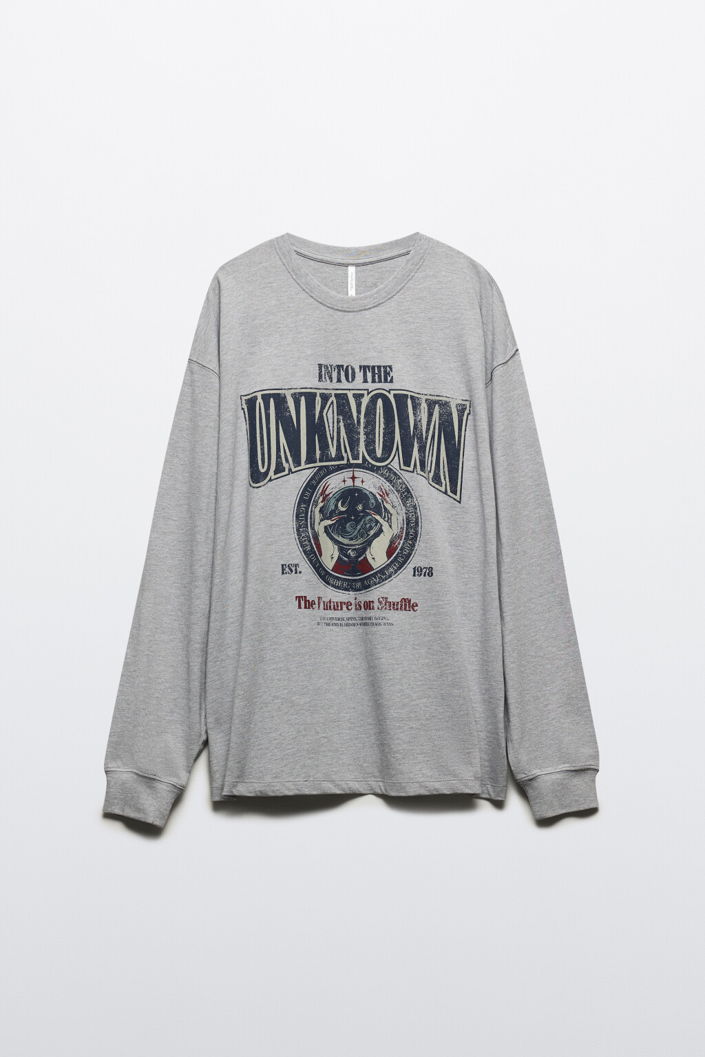 Лонгслив трикотажный с принтом - цвет серый - 7