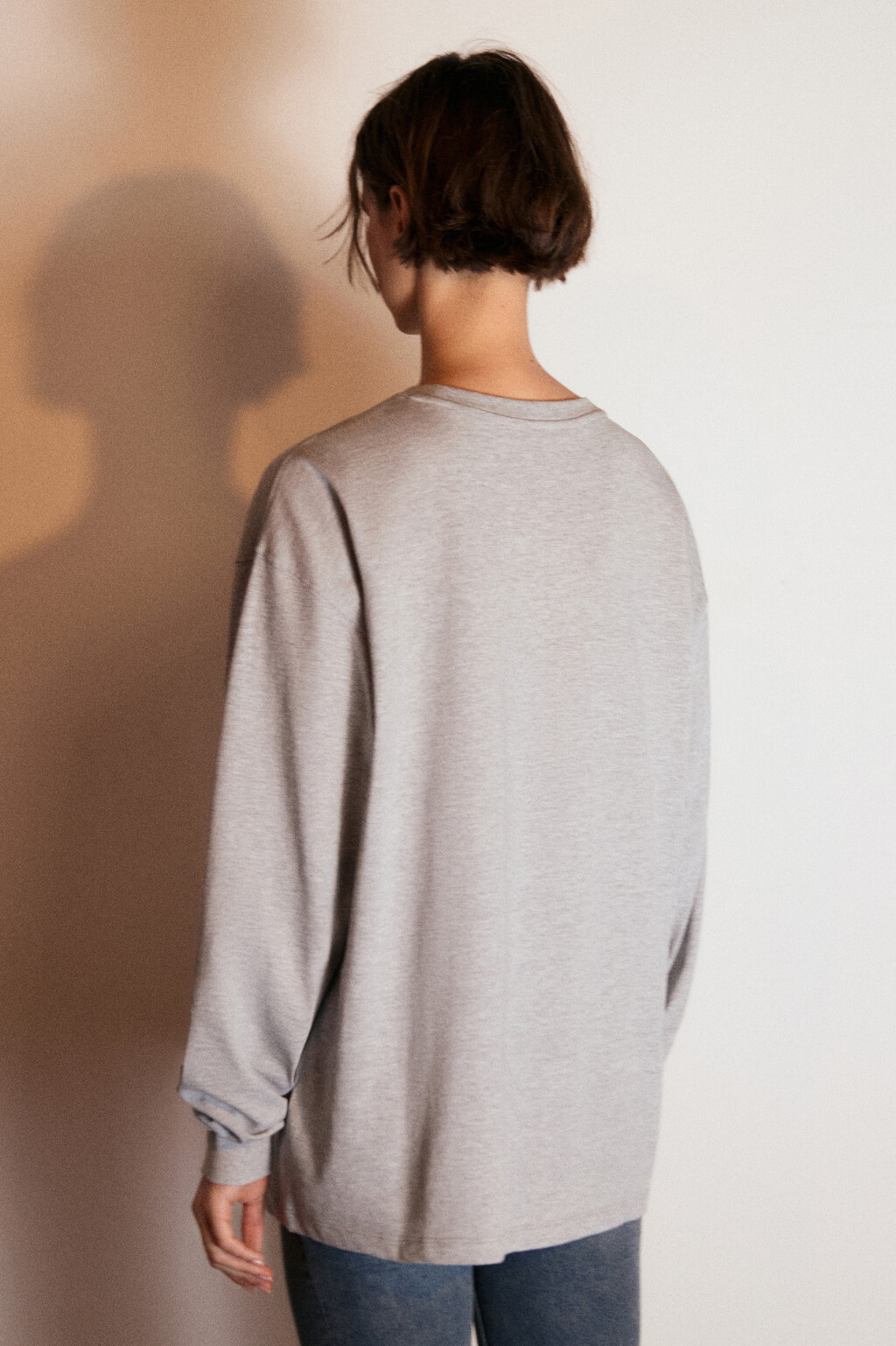 Лонгслив трикотажный с принтом - цвет серый - 3