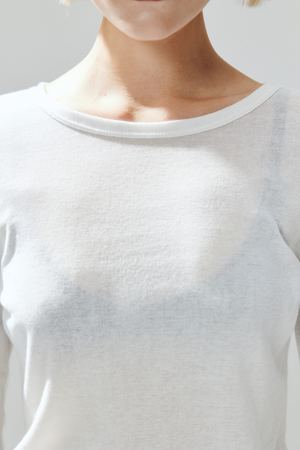 Лонгслив удлиненный из тонкого хлопка - цвет белый - 5