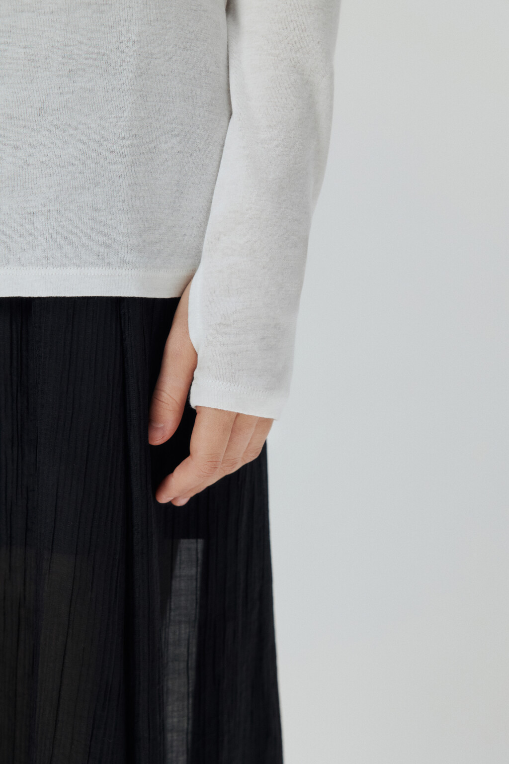 Лонгслив удлиненный из тонкого хлопка - цвет белый - 6