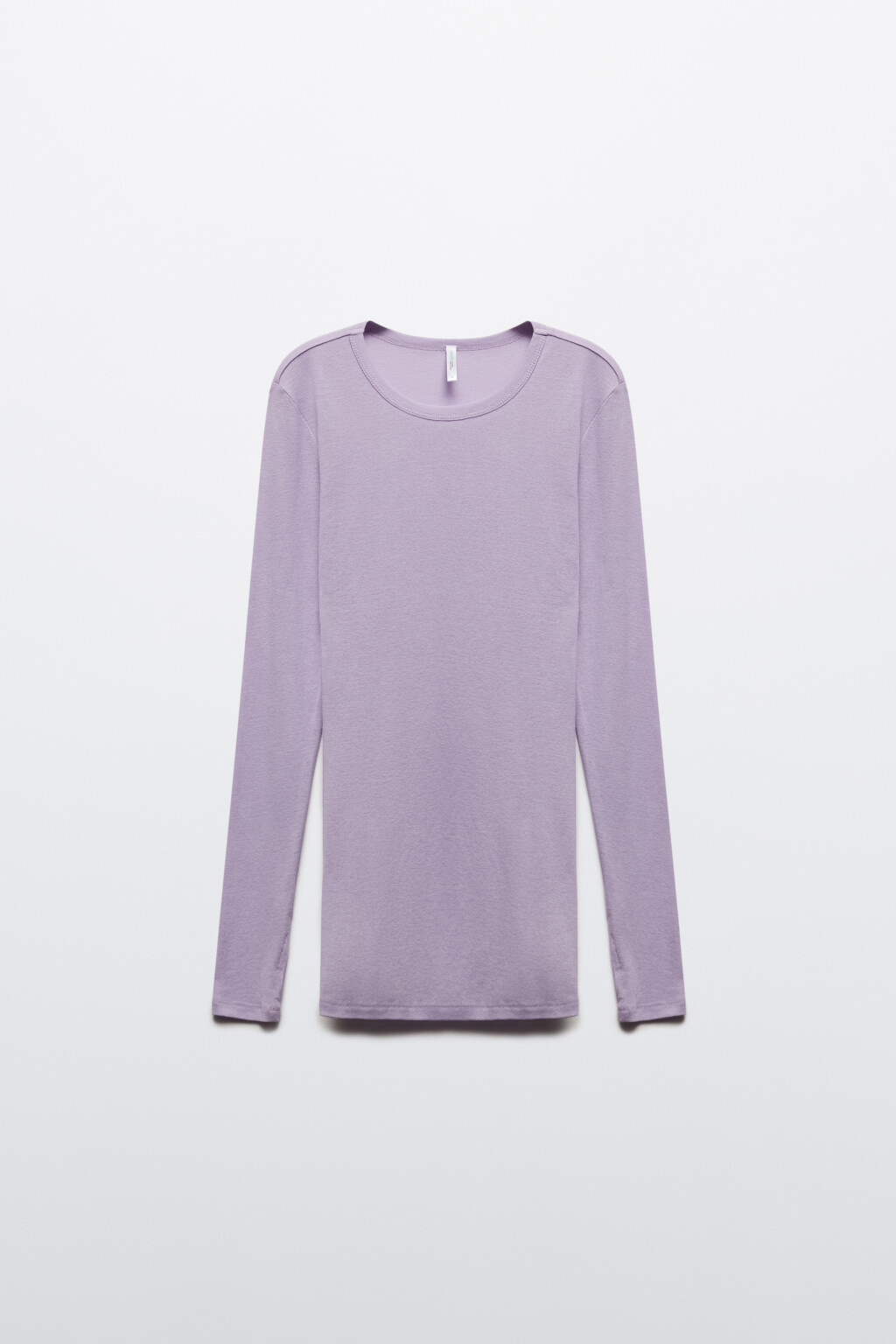 Лонгслив удлиненный из тонкого хлопка - цвет сиреневый - 7