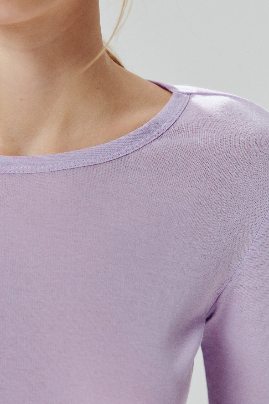 Лонгслив удлиненный из тонкого хлопка - цвет сиреневый - 5