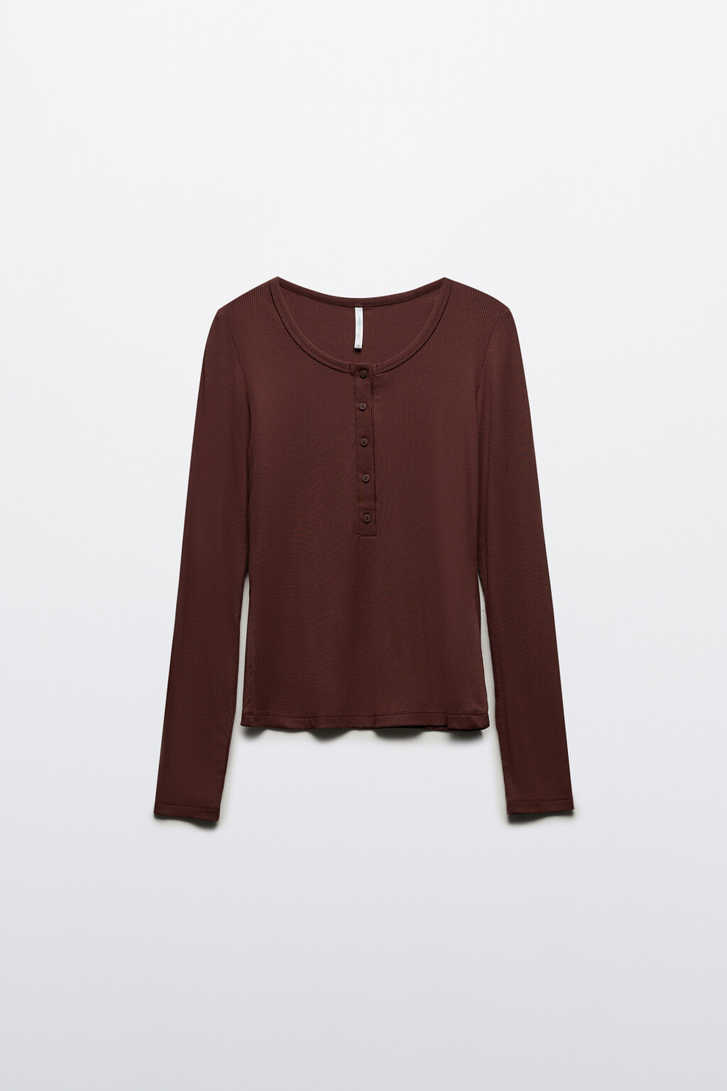 Лонгслив вискозный на пуговицах - цвет коричневый - 7