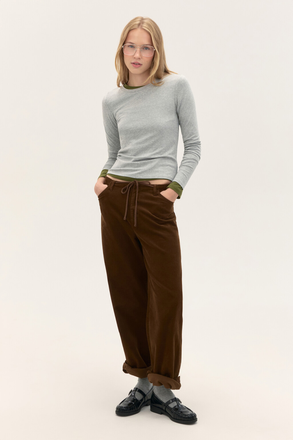 Лонгслив приталенный из вискозы - цвет серый - 4