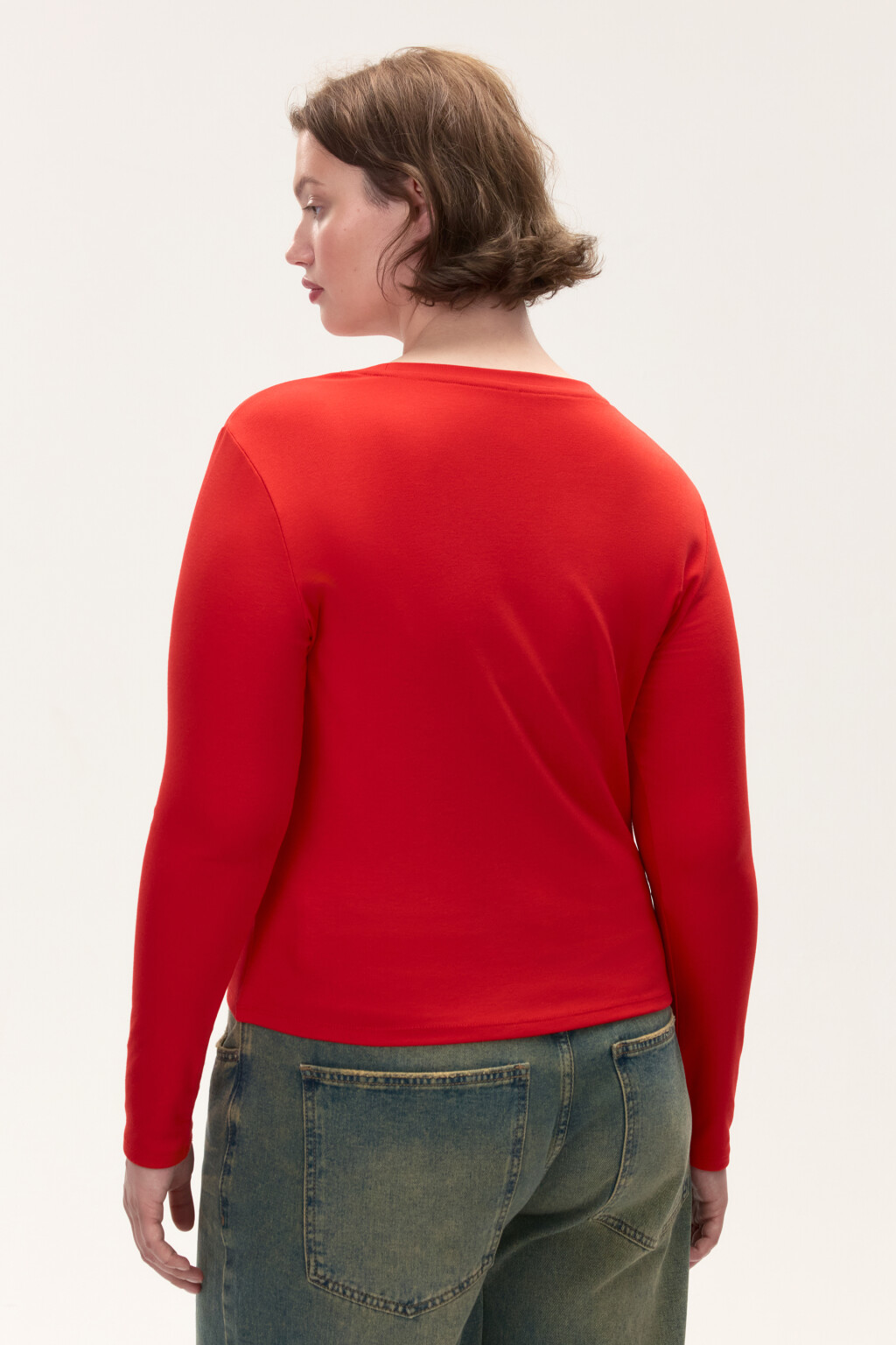 Лонгслив приталенный из вискозы - цвет красный - 4