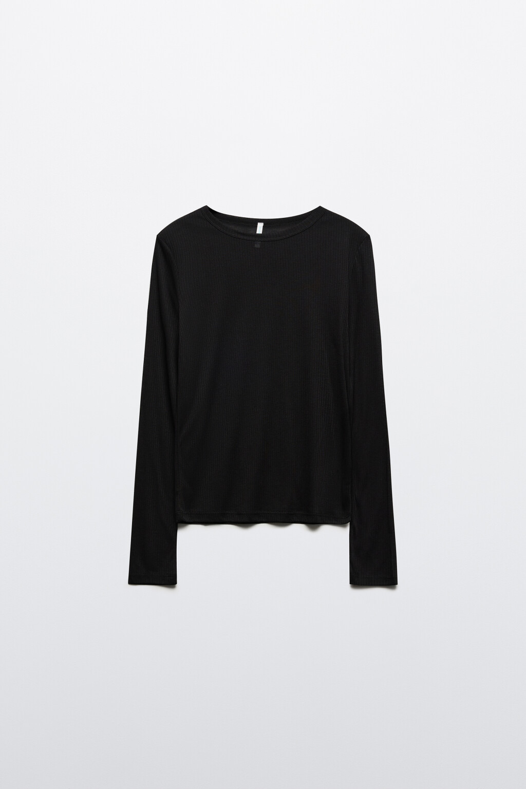 Лонгслив полупрозрачный в рубчик - цвет черный - 8