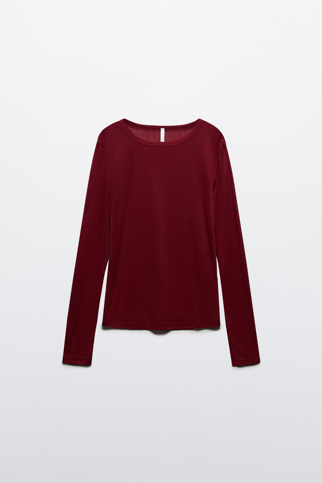Лонгслив полупрозрачный в рубчик - цвет красный - 7