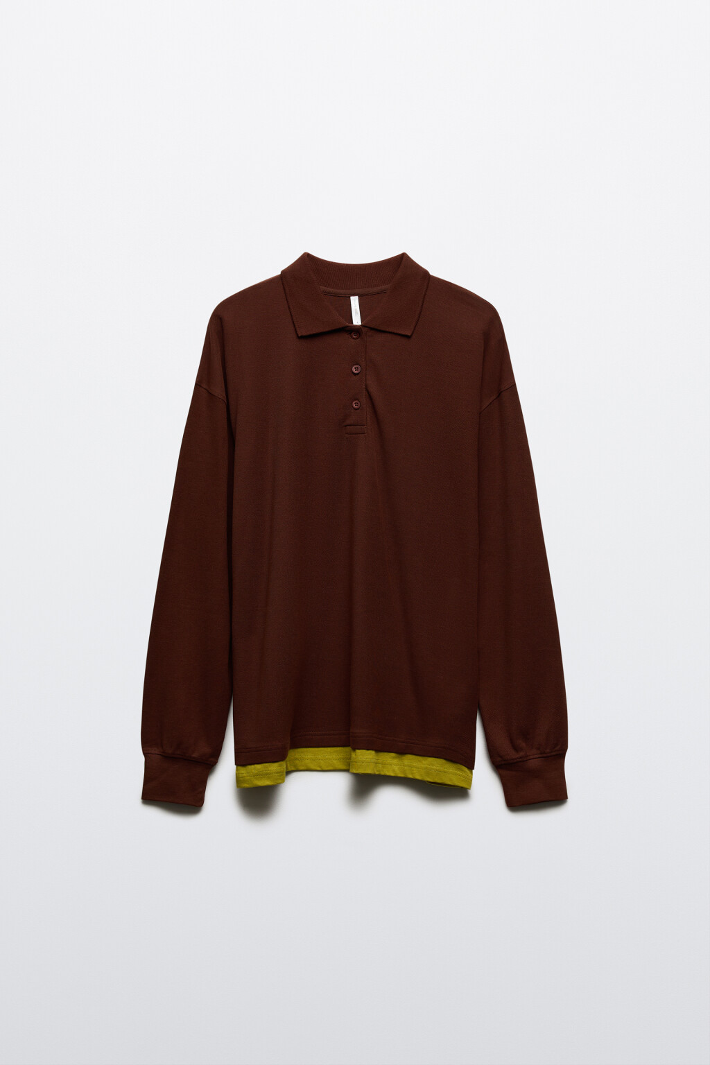 Джемпер-поло с имитацией второго слоя - цвет коричневый - 7