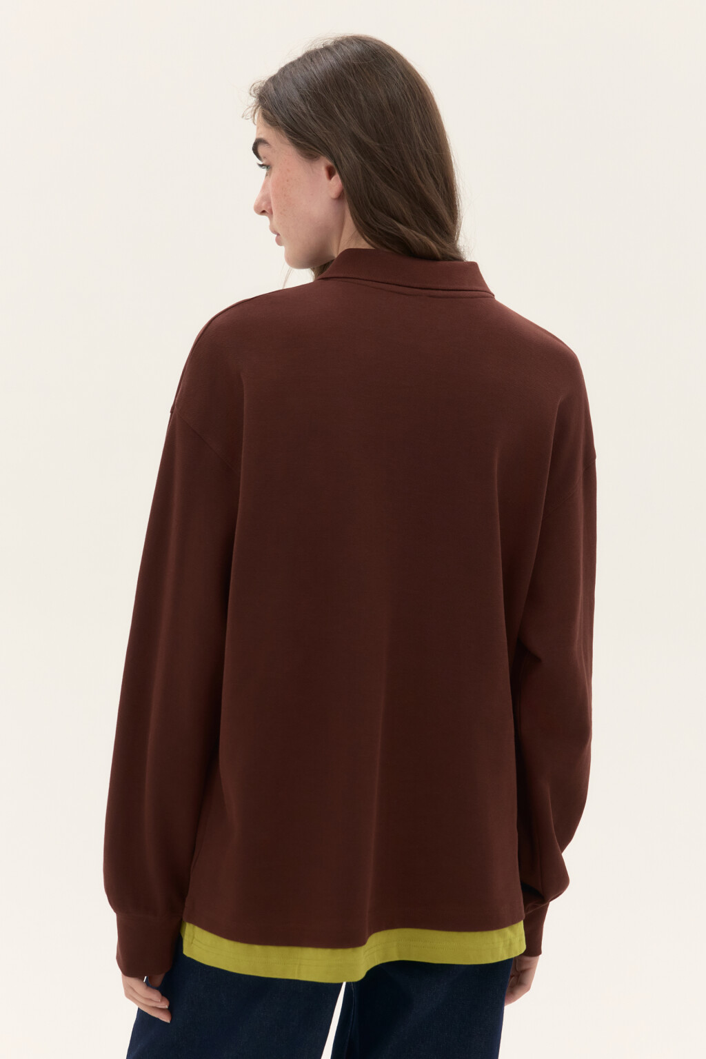 Джемпер-поло с имитацией второго слоя - цвет коричневый - 3
