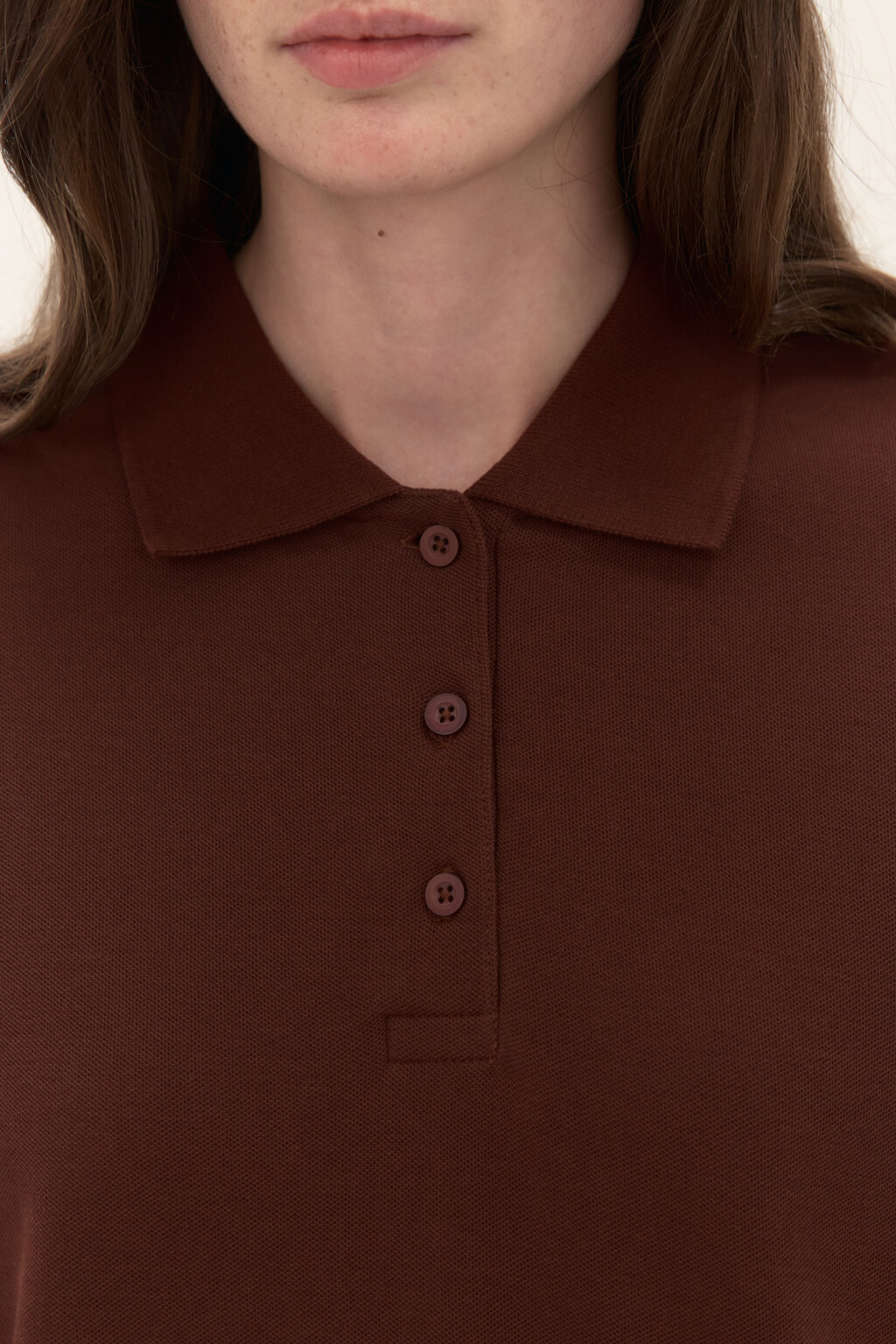 Джемпер-поло с имитацией второго слоя - цвет коричневый - 5