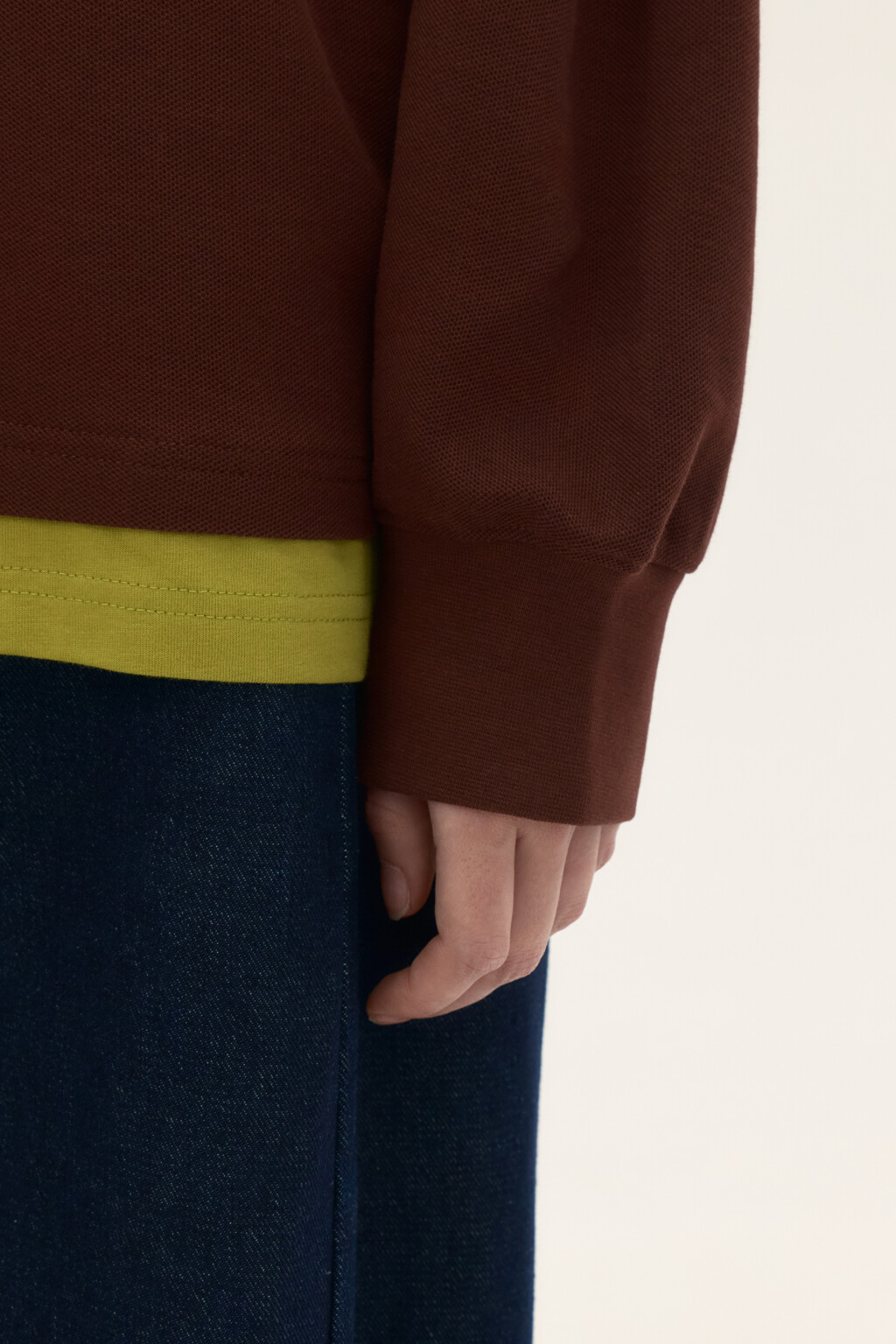 Джемпер-поло с имитацией второго слоя - цвет коричневый - 6