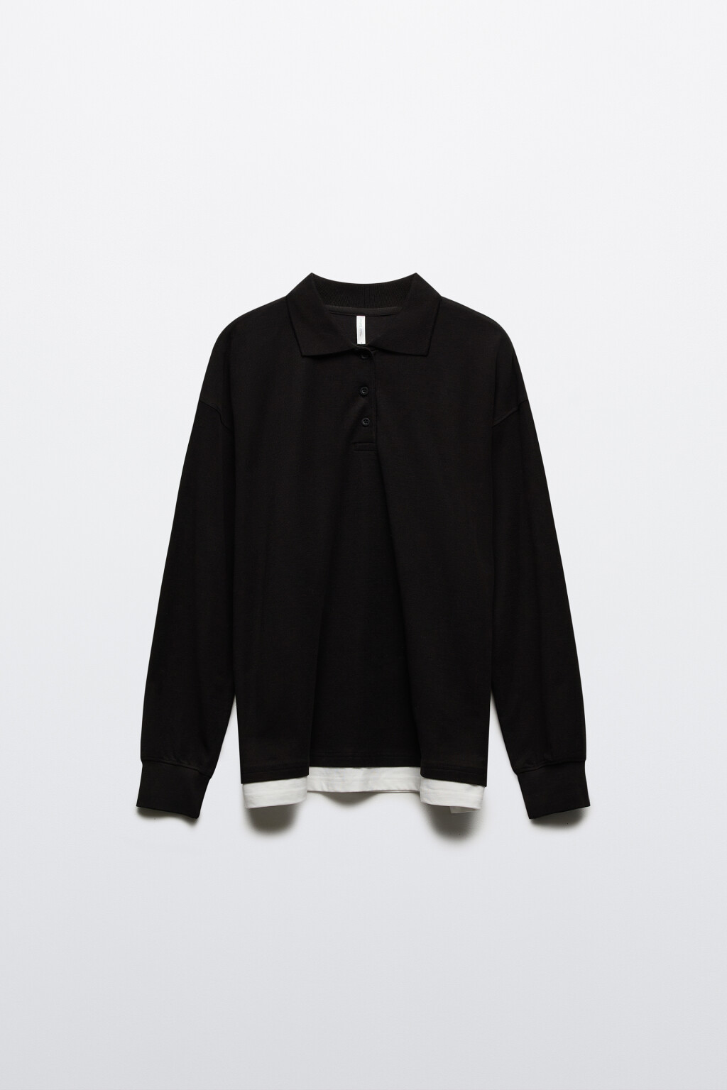 Джемпер-поло с имитацией второго слоя - цвет черный - 7