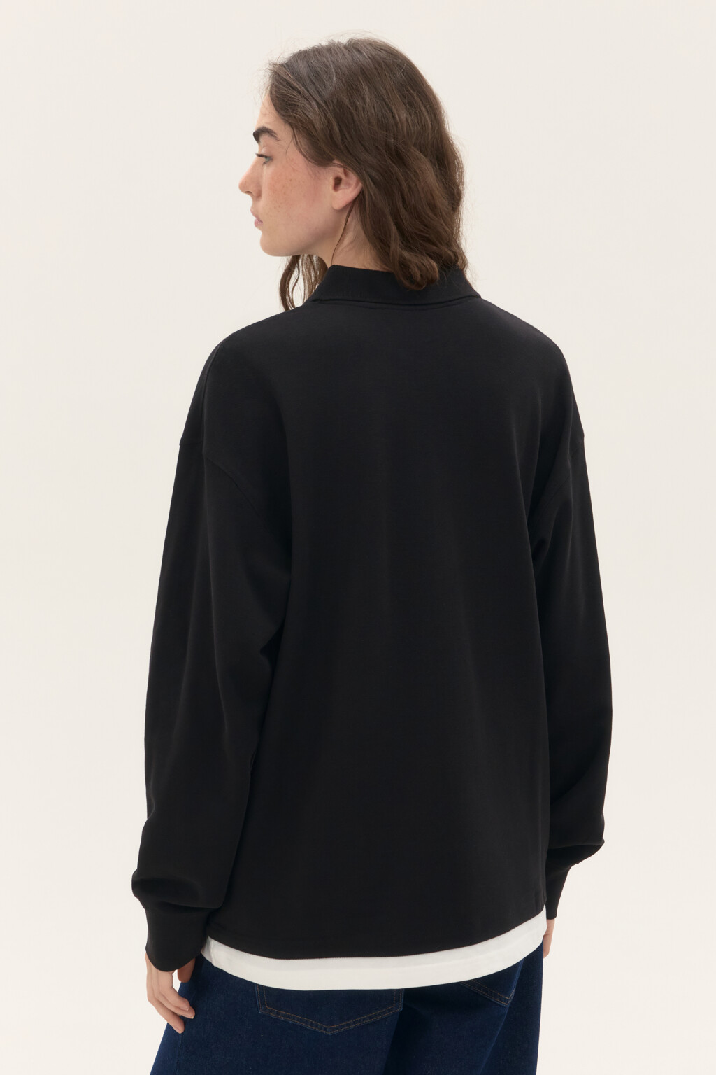 Джемпер-поло с имитацией второго слоя - цвет черный - 3