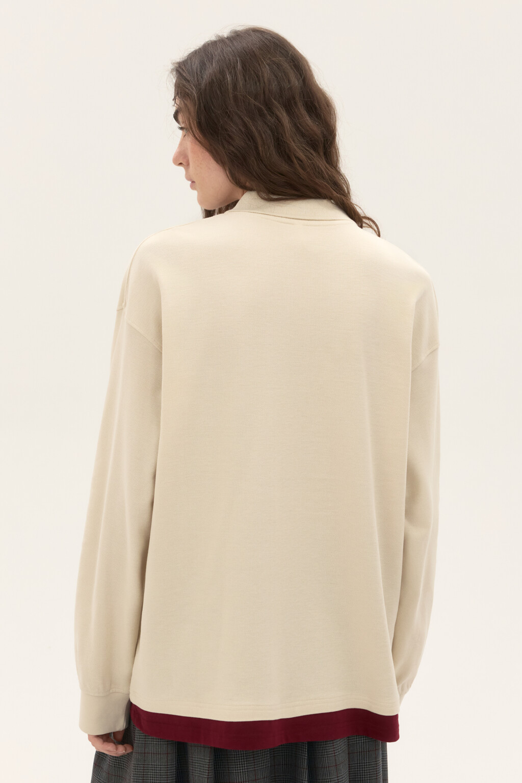 Джемпер-поло с имитацией второго слоя - цвет молочный - 3