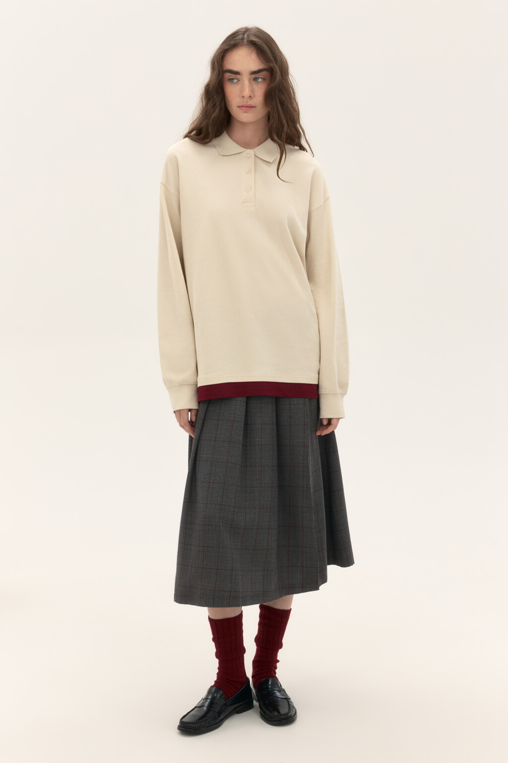 Джемпер-поло с имитацией второго слоя - цвет молочный - 4