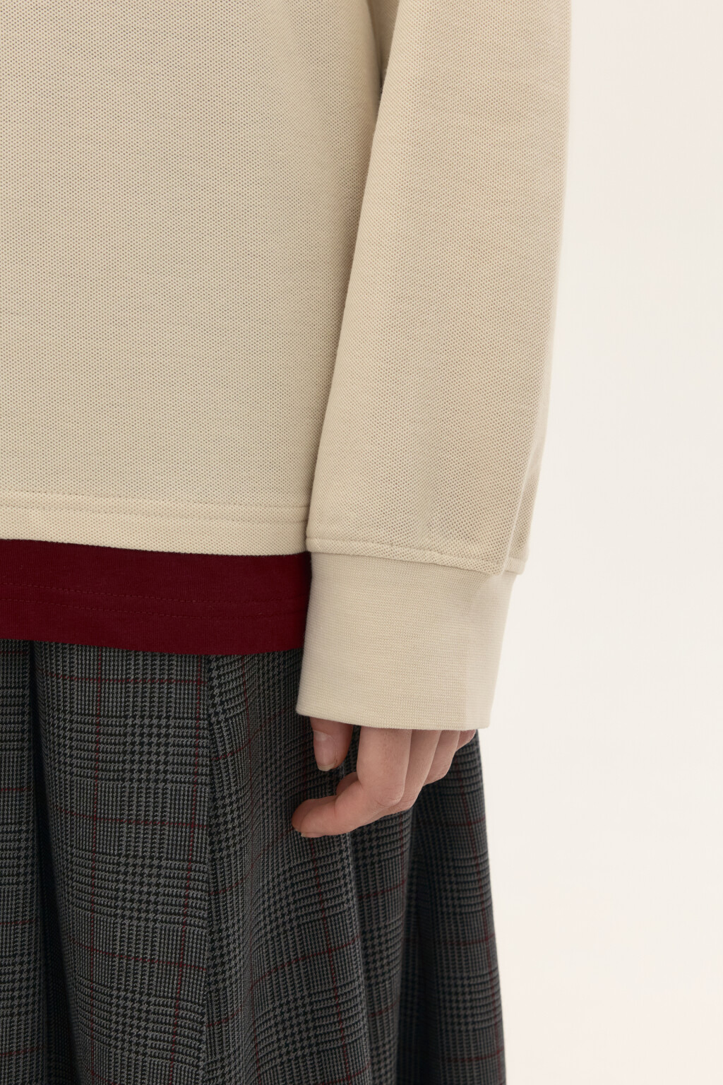 Джемпер-поло с имитацией второго слоя - цвет молочный - 6