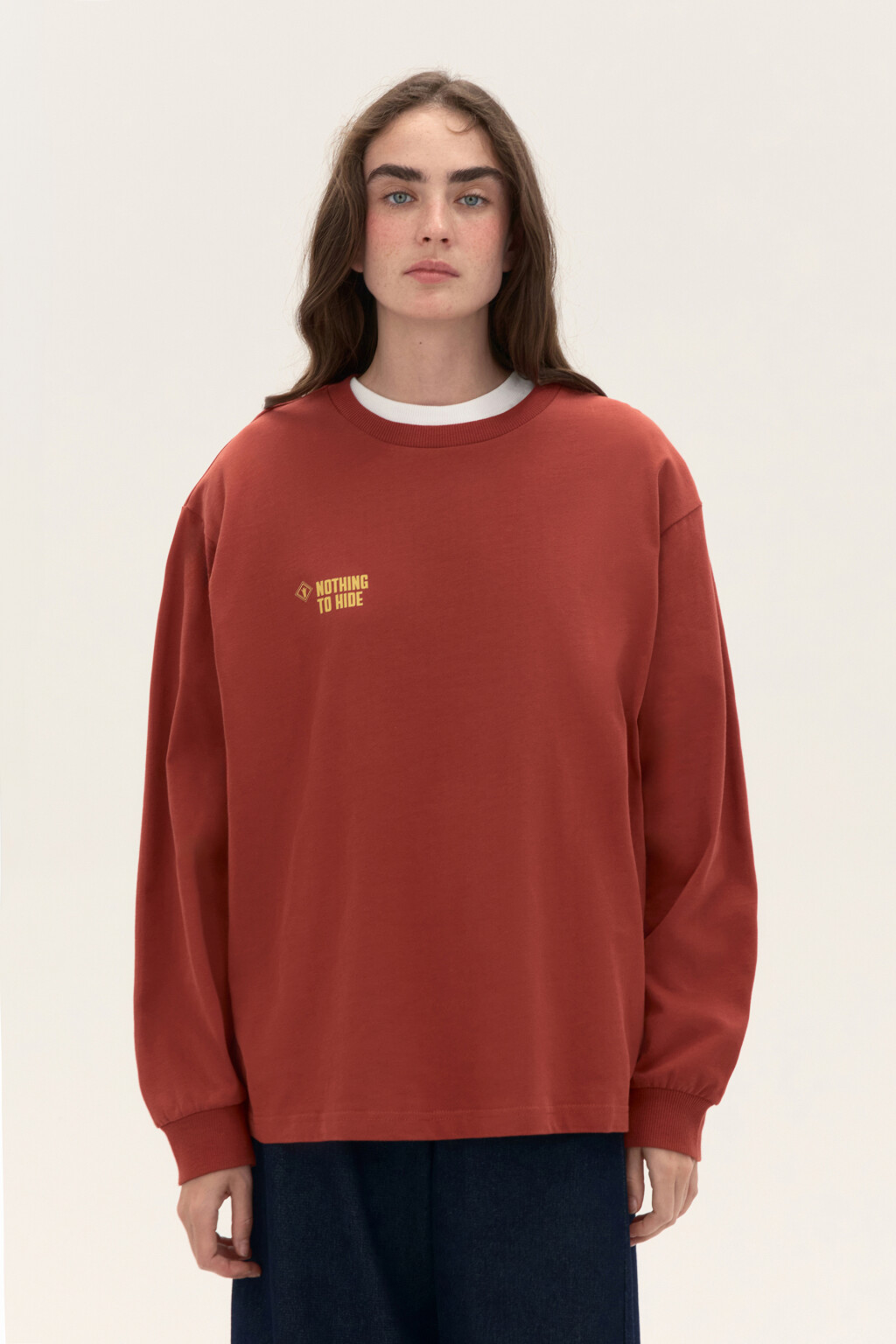 Лонгслив хлопковый с принтом - цвет красный - 2