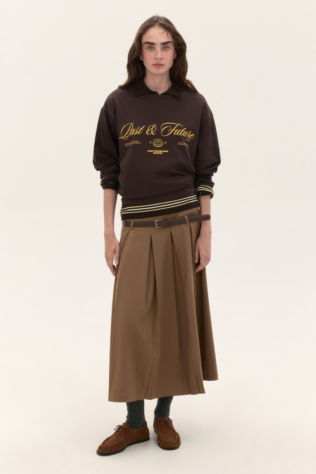 Лонгслив хлопковый с принтом - цвет коричневый - 4