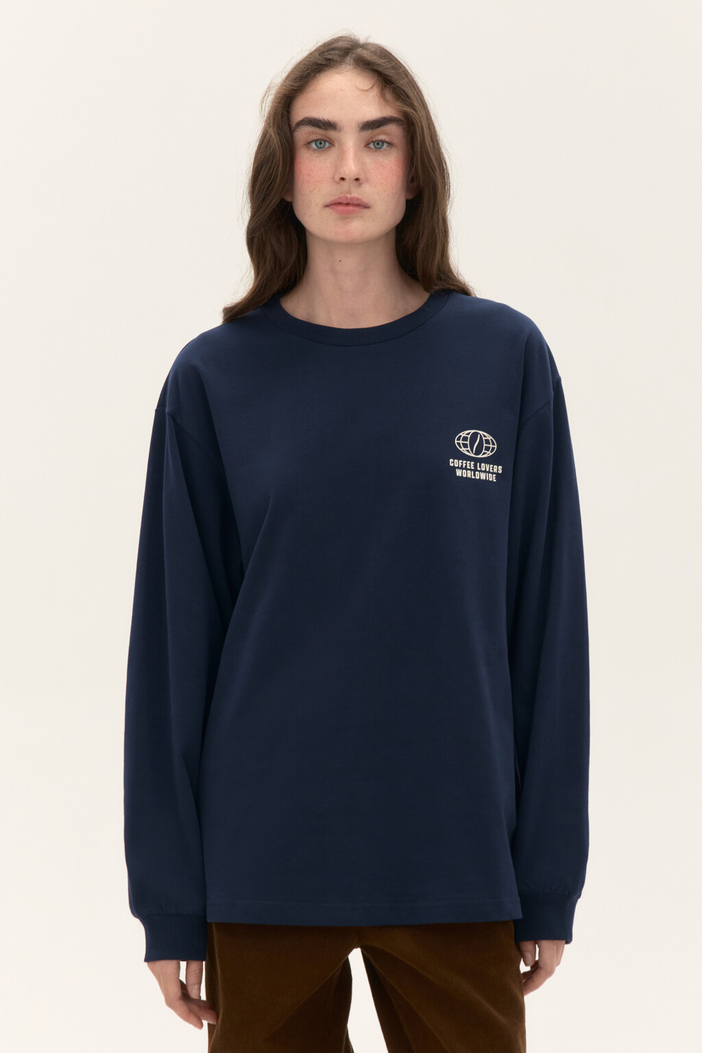 Лонгслив хлопковый с принтом - цвет синий - 2