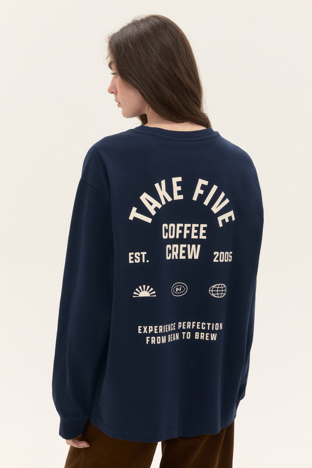 Лонгслив хлопковый с принтом - цвет синий - 3