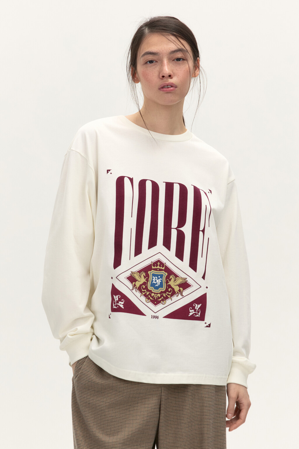 Лонгслив хлопковый с принтом - цвет белый - 2