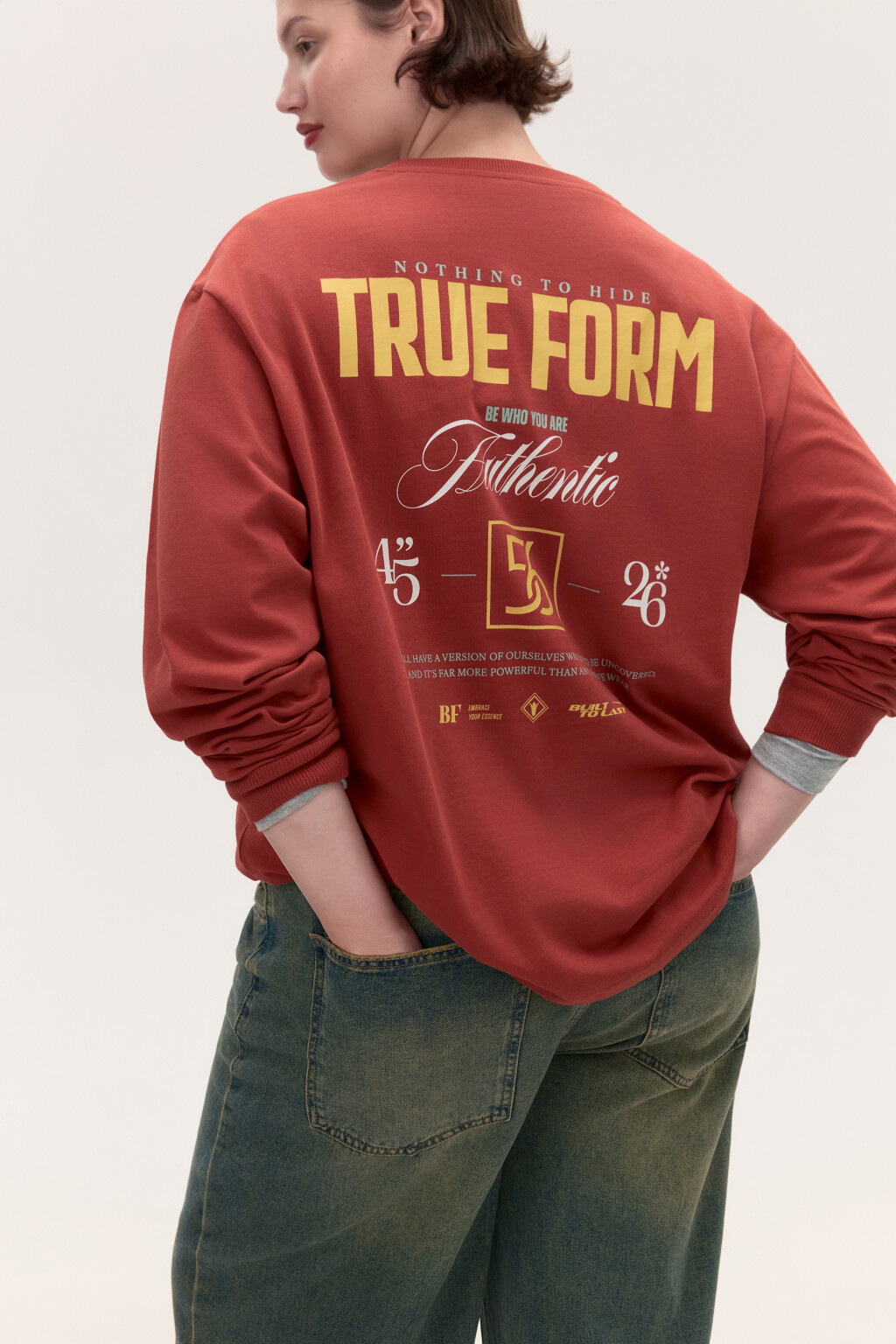 Лонгслив хлопковый с принтом - цвет красный - 1