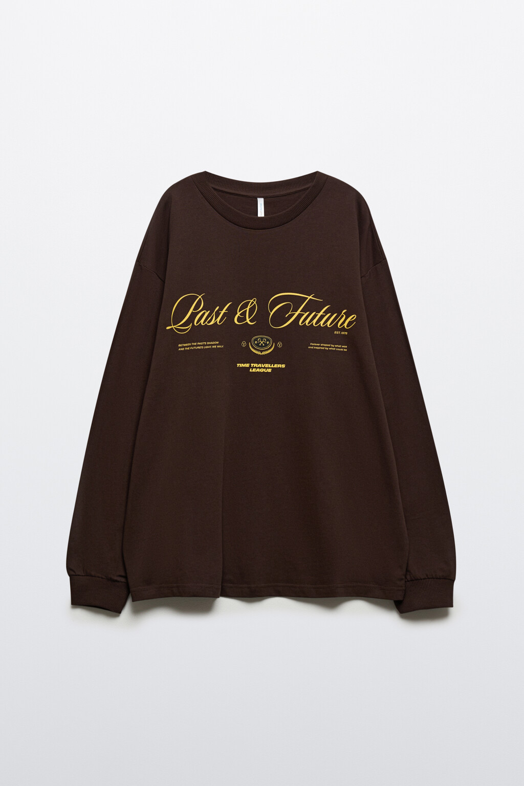 Лонгслив хлопковый с принтом - цвет коричневый - 8