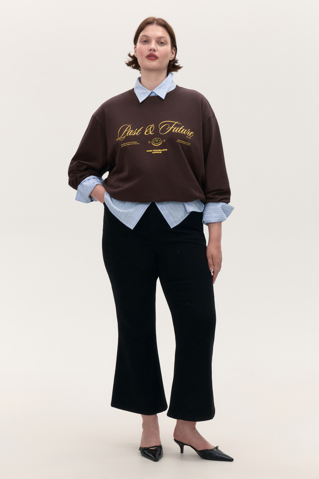 Лонгслив хлопковый с принтом - цвет коричневый - 5