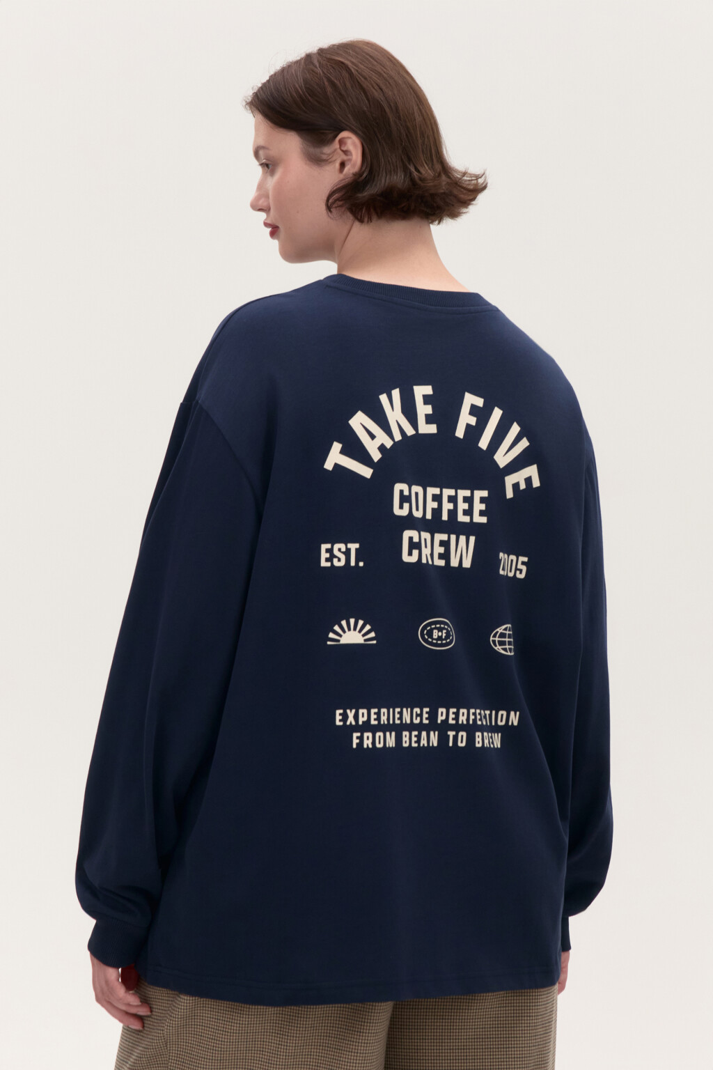 Лонгслив хлопковый с принтом - цвет синий - 4