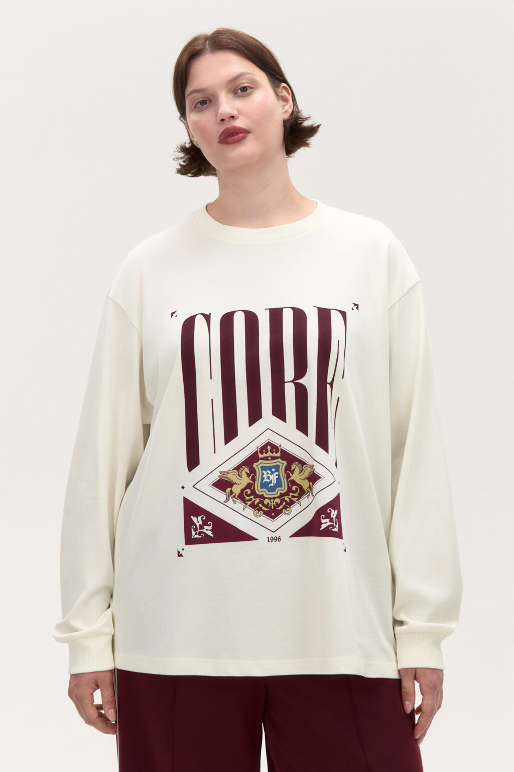 Лонгслив хлопковый с принтом - цвет белый - 2