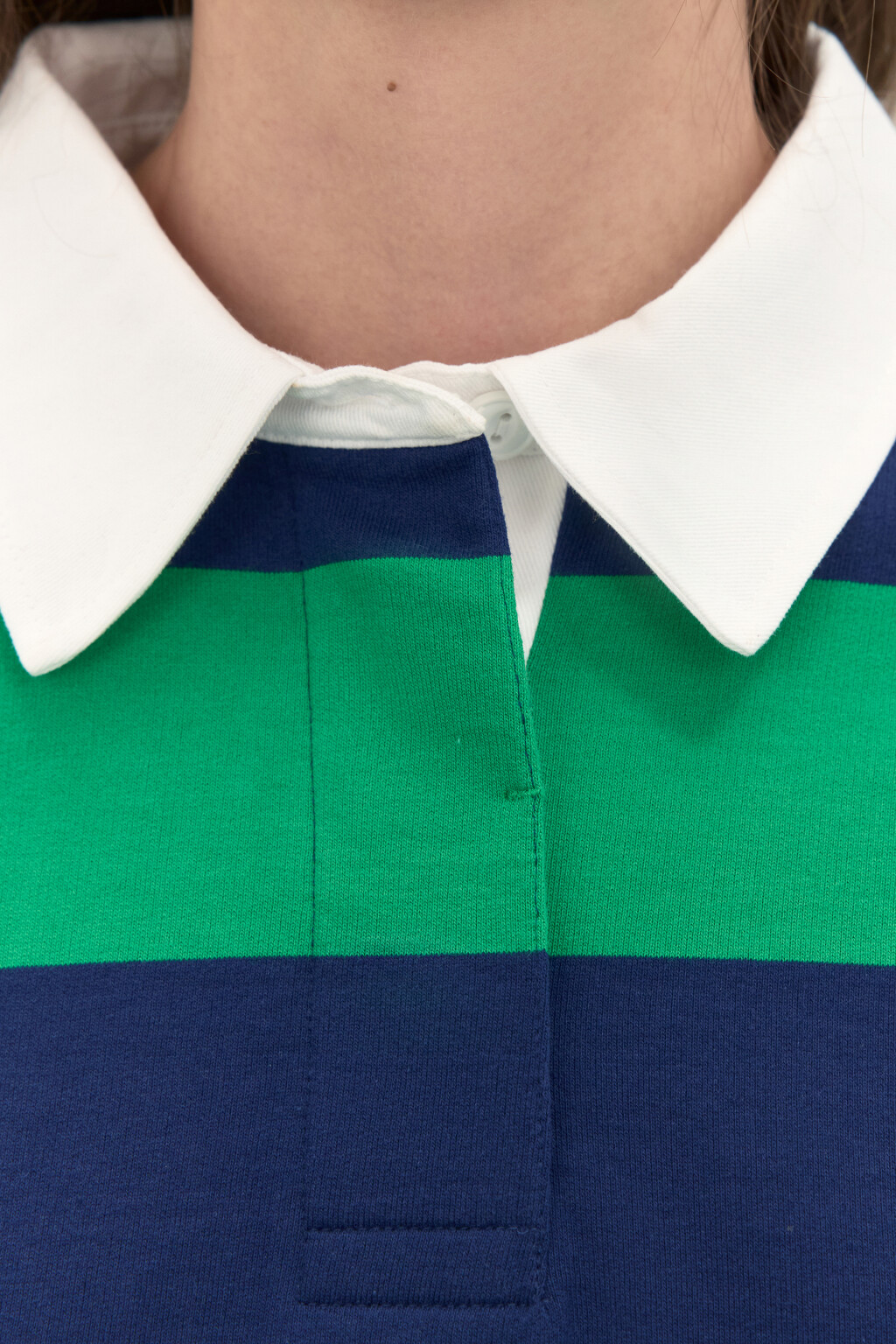 Лонгслив с рубашечным воротником - цвет зеленый - 5